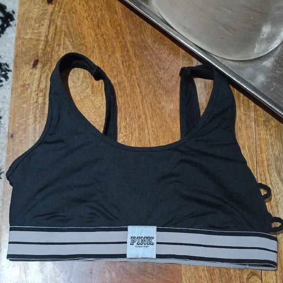 PINK Victoria's Secret Black and Gray Sports Bra - Picture 1 of 3